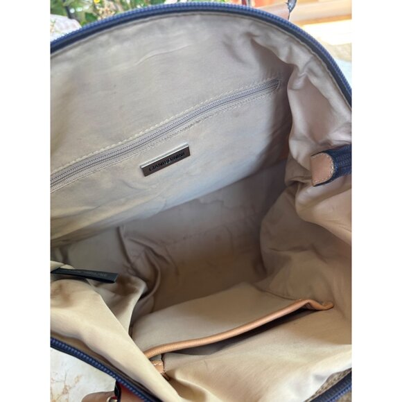 Giani Bernini Red & Black Striped Tote Bag With Tan Handles - Picture 7 of 9